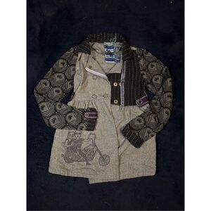 Custo Barcelona Popcorn Motorcycle Bedazzled Jacket Muti Color Womens L/XL CL3